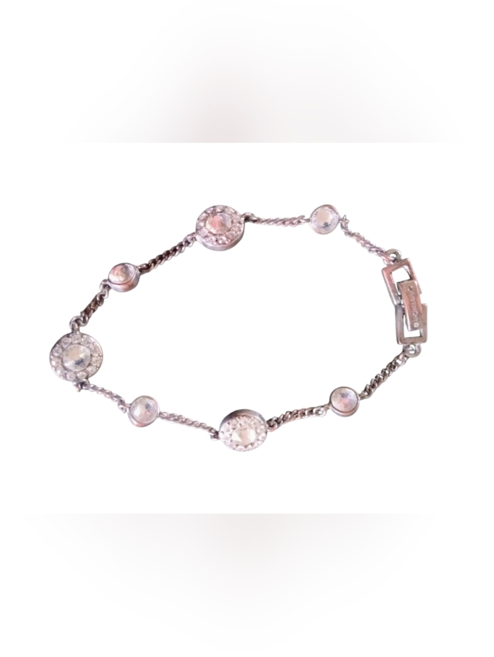 VTG Givenchy Silver-Tone Pavé Clasp Bracelet